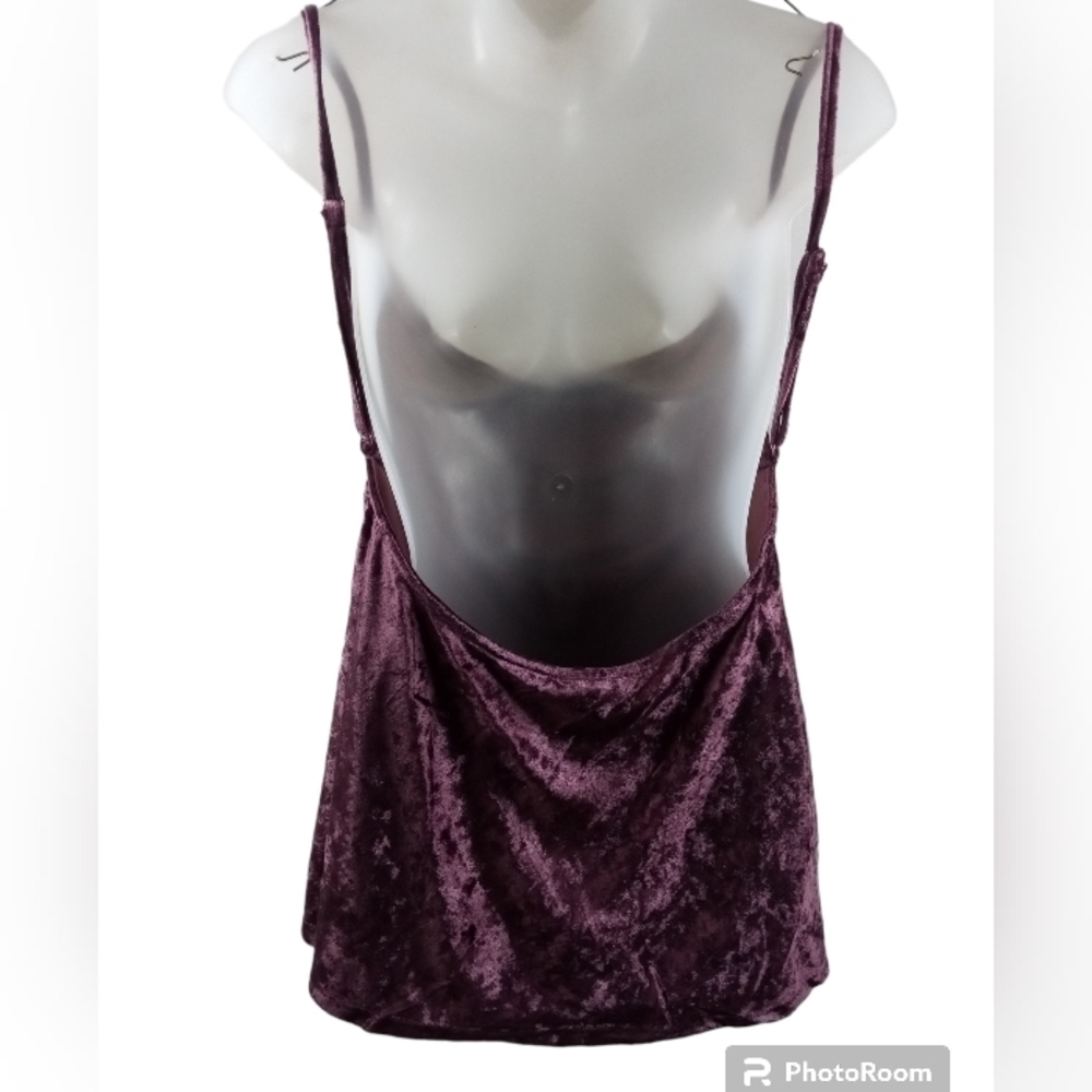 Free People Crushed Velvet Cowl Neck Camisole Tank Top in Deep Plum Medium - Picture 6 of 8